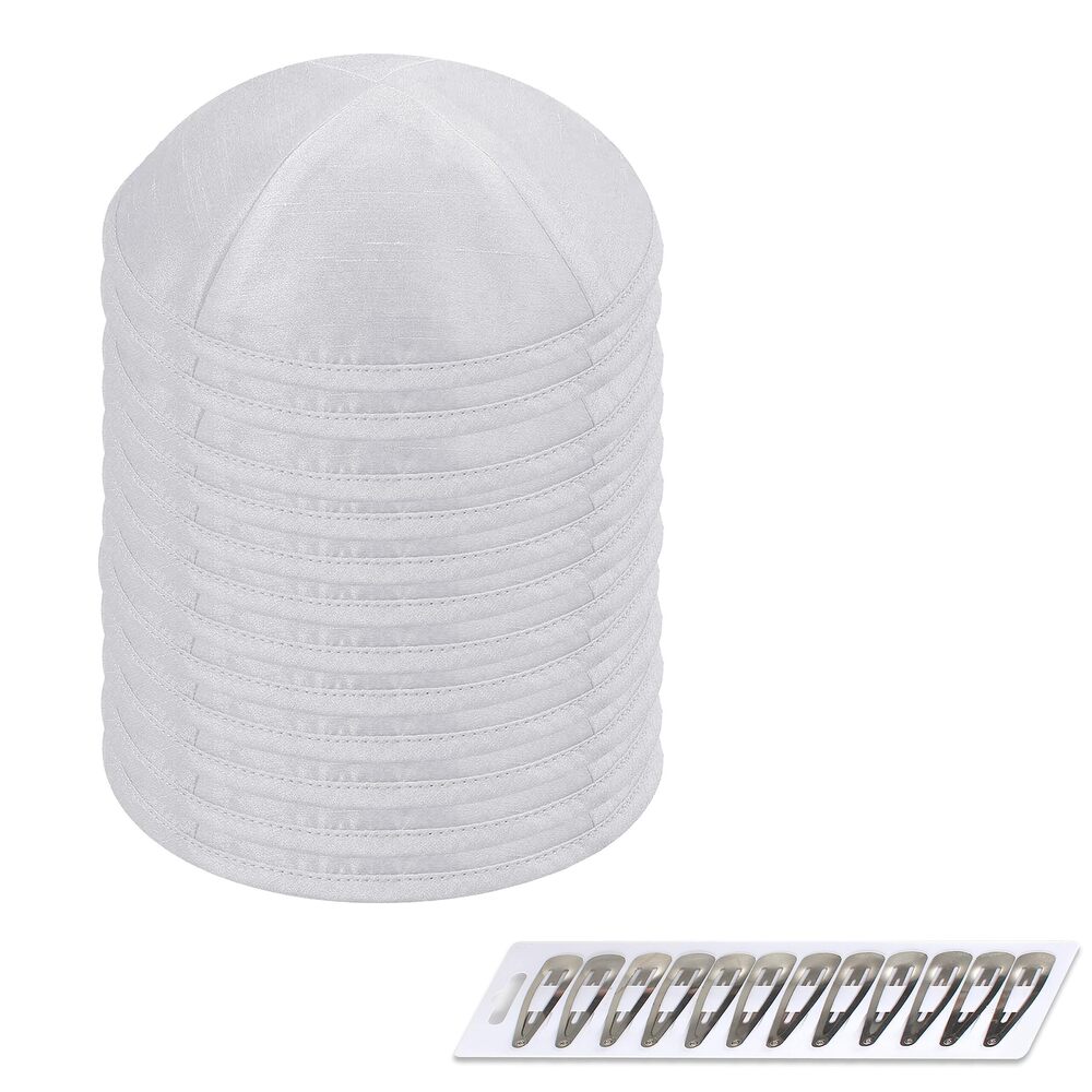 9471 Zion Judaica Boys Teens & Raw Silk White Kippahs for Wedding Chuppah